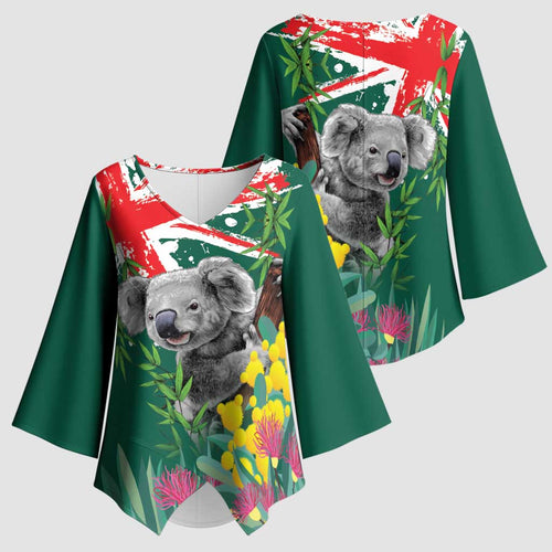 Australia Day Koala Kimono Sleeve Blouse Aussie Aussie Aussie Oi Oi Oi National Color - Aussie Hoodie