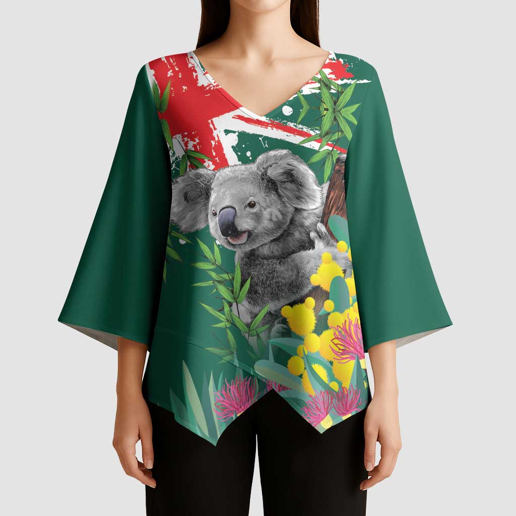 Australia Day Koala Kimono Sleeve Blouse Aussie Aussie Aussie Oi Oi Oi National Color - Aussie Hoodie