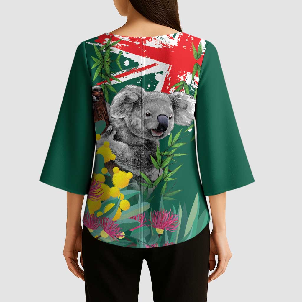 Australia Day Koala Kimono Sleeve Blouse Aussie Aussie Aussie Oi Oi Oi National Color - Aussie Hoodie
