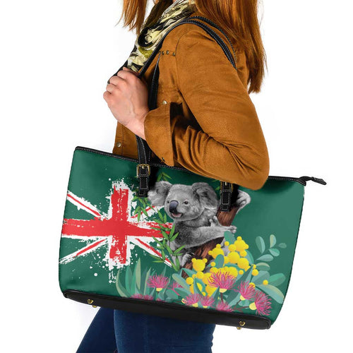 Australia Day Koala Leather Tote Bag Aussie Aussie Aussie Oi Oi Oi National Color - Aussie Hoodie