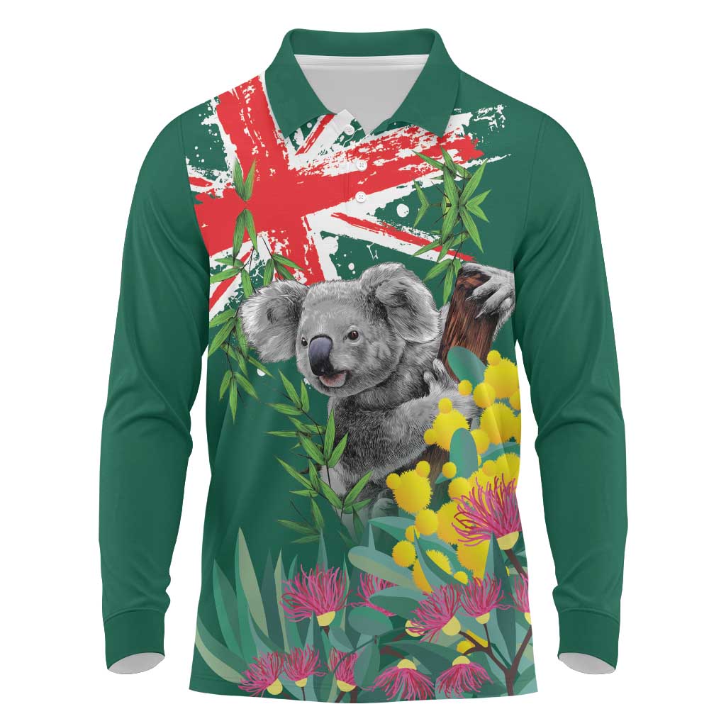 Australia Day Koala Long Sleeve Polo Shirt Aussie Aussie Aussie Oi Oi Oi National Color - Aussie Hoodie