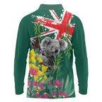 Australia Day Koala Long Sleeve Polo Shirt Aussie Aussie Aussie Oi Oi Oi National Color - Aussie Hoodie