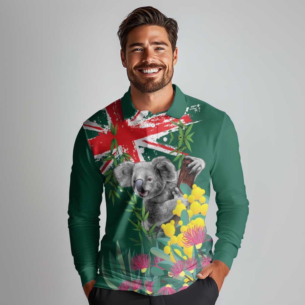 Australia Day Koala Long Sleeve Polo Shirt Aussie Aussie Aussie Oi Oi Oi National Color - Aussie Hoodie