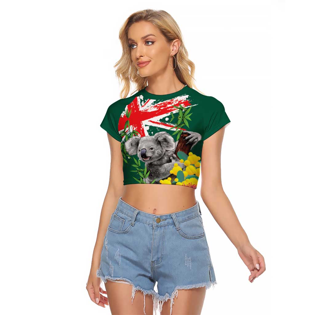 Australia Day Koala Raglan Cropped T Shirt Aussie Aussie Aussie Oi Oi Oi National Color - Aussie Hoodie