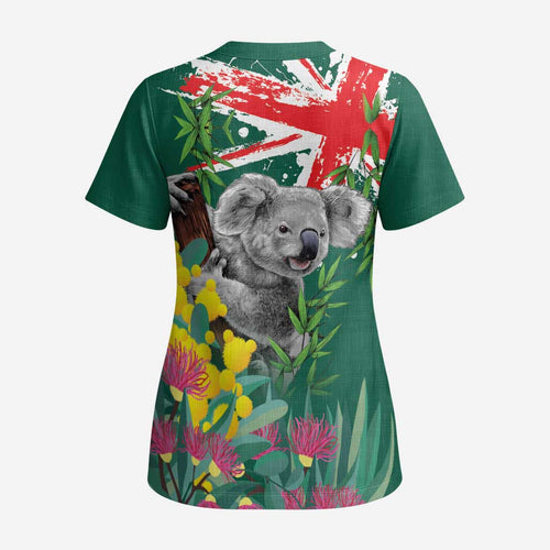 Australia Day Koala Scrub Top Aussie Aussie Aussie Oi Oi Oi National Color - Aussie Hoodie