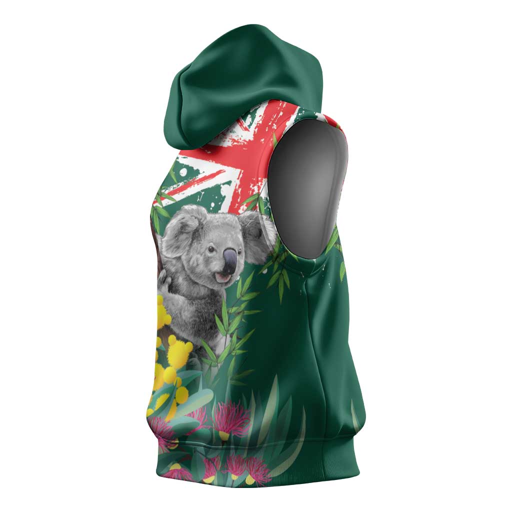 Australia Day Koala Sleeveless Hoodie Aussie Aussie Aussie Oi Oi Oi National Color - Aussie Hoodie