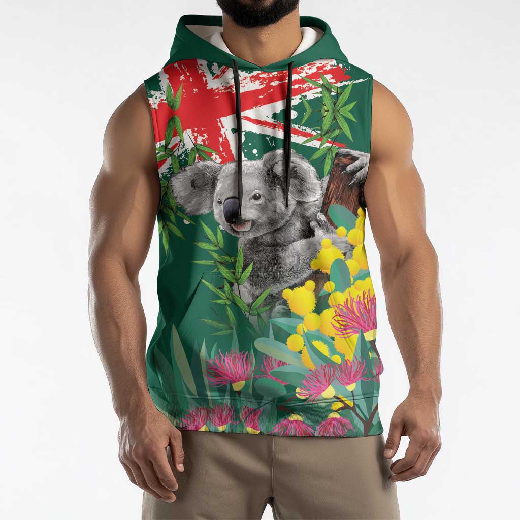 Australia Day Koala Sleeveless Hoodie Aussie Aussie Aussie Oi Oi Oi National Color - Aussie Hoodie