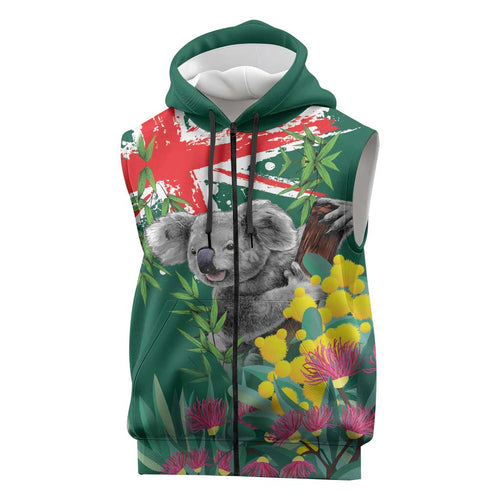 Australia Day Koala Sleeveless Zip Hoodie Aussie Aussie Aussie Oi Oi Oi National Color - Aussie Hoodie