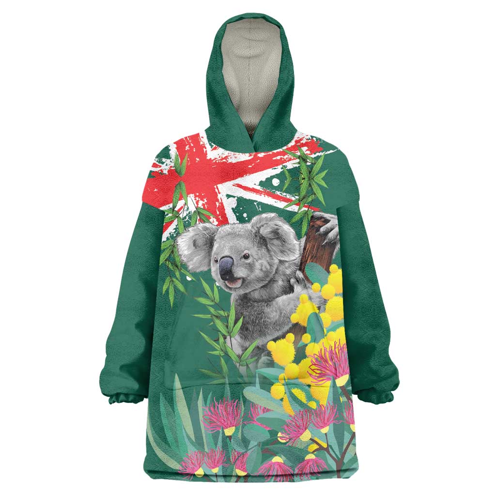 Australia Day Koala Wearable Blanket Hoodie Aussie Aussie Aussie Oi Oi Oi National Color - Aussie Hoodie