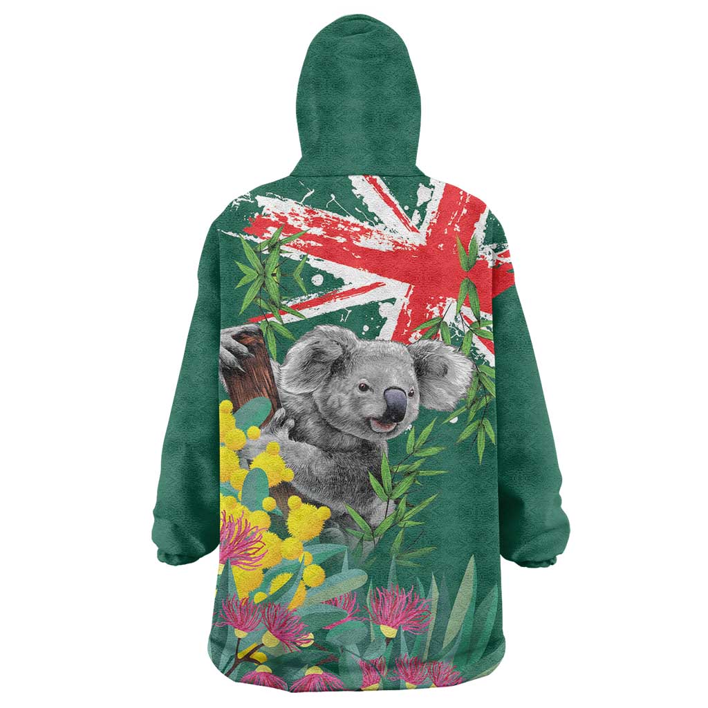 Australia Day Koala Wearable Blanket Hoodie Aussie Aussie Aussie Oi Oi Oi National Color - Aussie Hoodie