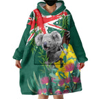 Australia Day Koala Wearable Blanket Hoodie Aussie Aussie Aussie Oi Oi Oi National Color - Aussie Hoodie