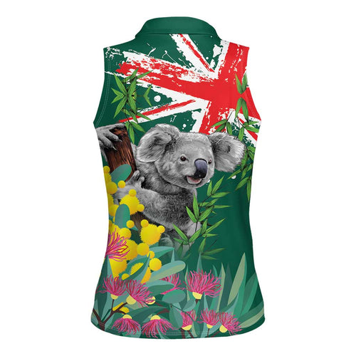 Australia Day Koala Women Sleeveless Polo Shirt Aussie Aussie Aussie Oi Oi Oi National Color - Aussie Hoodie