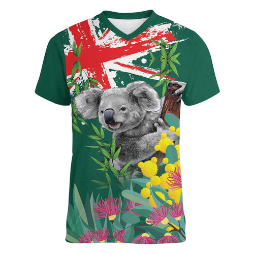 Australia Day Koala Women V-Neck T-Shirt Aussie Aussie Aussie Oi Oi Oi National Color - Aussie Hoodie