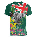 Australia Day Koala Women V-Neck T-Shirt Aussie Aussie Aussie Oi Oi Oi National Color - Aussie Hoodie