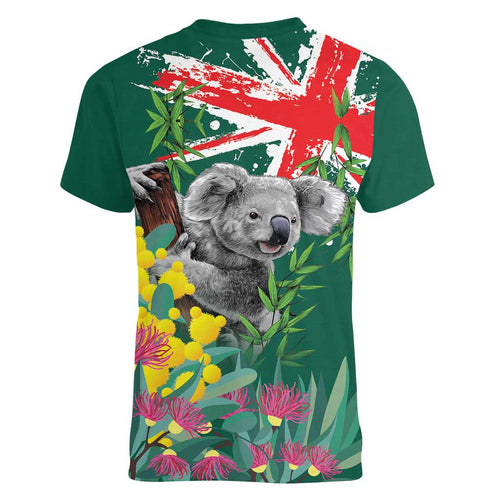 Australia Day Koala Women V-Neck T-Shirt Aussie Aussie Aussie Oi Oi Oi National Color - Aussie Hoodie