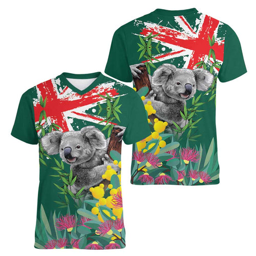 Australia Day Koala Women V-Neck T-Shirt Aussie Aussie Aussie Oi Oi Oi National Color - Aussie Hoodie