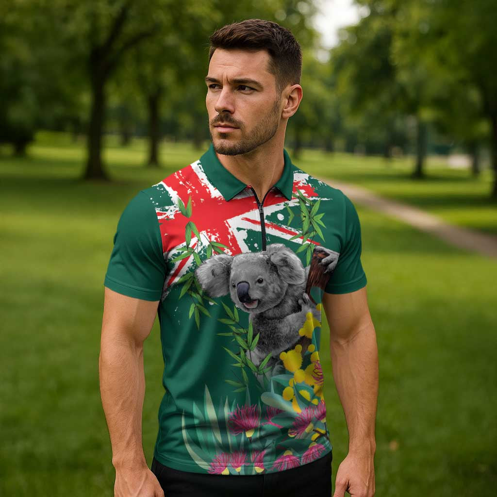 Australia Day Koala Zipper Polo Shirt Aussie Aussie Aussie Oi Oi Oi National Color - Aussie Hoodie