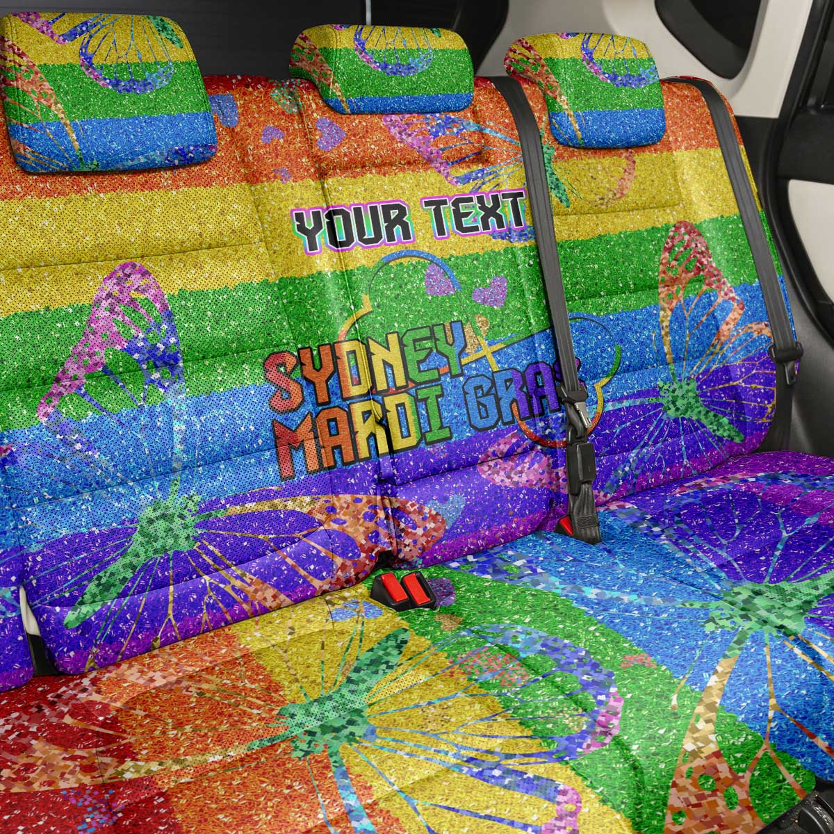 Sydney Mardi Gras Personalized Back Car Seat Cover Pride Rainbow Glitter Colorful Style