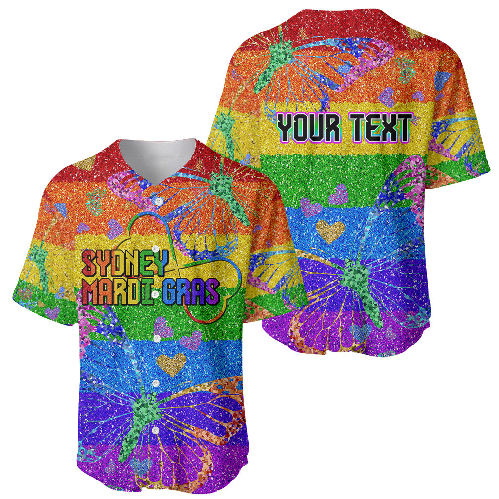 Sydney Mardi Gras Baseball Jersey Pride Rainbow Glitter Colorful Style