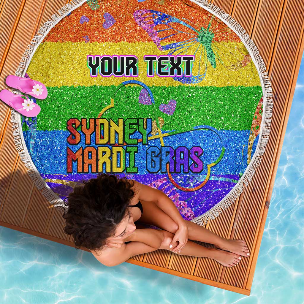Sydney Mardi Gras Personalized Beach Blanket Pride Rainbow Glitter Colorful Style