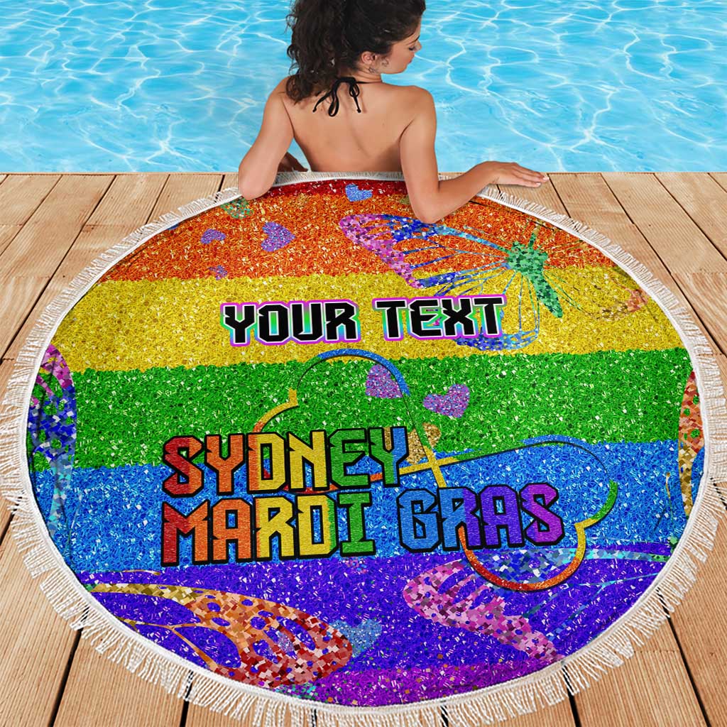 Sydney Mardi Gras Personalized Beach Blanket Pride Rainbow Glitter Colorful Style