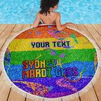 Sydney Mardi Gras Personalized Beach Blanket Pride Rainbow Glitter Colorful Style