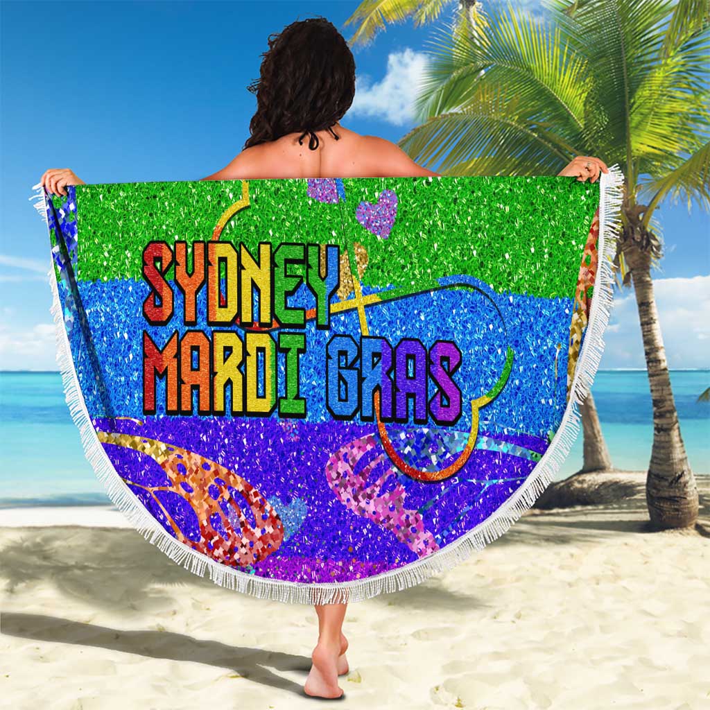 Sydney Mardi Gras Personalized Beach Blanket Pride Rainbow Glitter Colorful Style