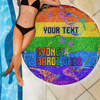 Sydney Mardi Gras Personalized Beach Blanket Pride Rainbow Glitter Colorful Style