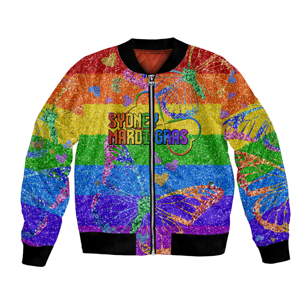 Sydney Mardi Gras Bomber Jacket Pride Rainbow Glitter Colorful Style