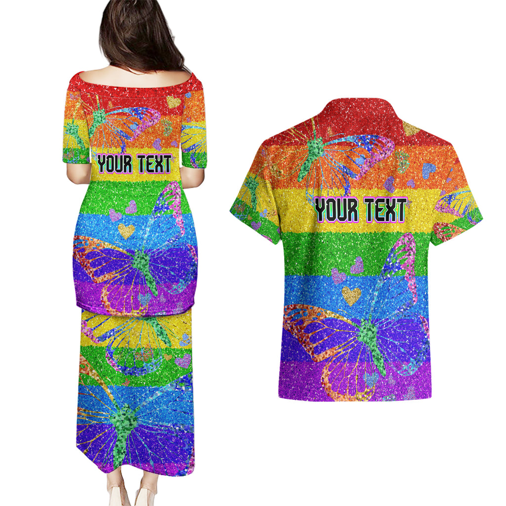 Sydney Mardi Gras Couples Matching Puletasi and Hawaiian Shirt Pride Rainbow Glitter Colorful Style