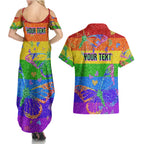 Sydney Mardi Gras Couples Matching Summer Maxi Dress and Hawaiian Shirt Pride Rainbow Glitter Colorful Style