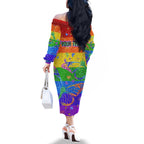 Sydney Mardi Gras Family Matching Off Shoulder Long Sleeve Dress and Hawaiian Shirt Pride Rainbow Glitter Colorful Style
