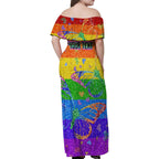 Sydney Mardi Gras Family Matching Off Shoulder Maxi Dress and Hawaiian Shirt Pride Rainbow Glitter Colorful Style