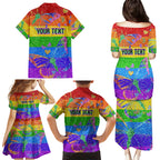 Sydney Mardi Gras Family Matching Puletasi and Hawaiian Shirt Pride Rainbow Glitter Colorful Style