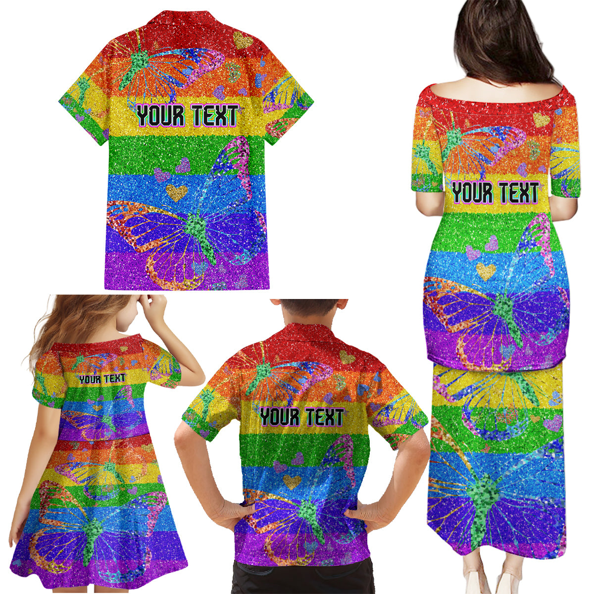 Sydney Mardi Gras Family Matching Puletasi and Hawaiian Shirt Pride Rainbow Glitter Colorful Style