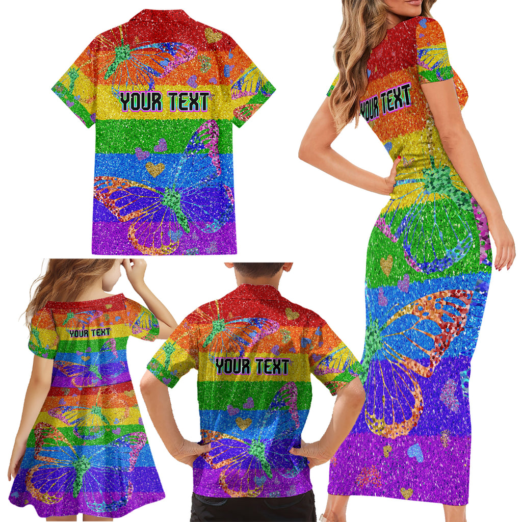 Sydney Mardi Gras Family Matching Short Sleeve Bodycon Dress and Hawaiian Shirt Pride Rainbow Glitter Colorful Style