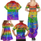 Sydney Mardi Gras Family Matching Summer Maxi Dress and Hawaiian Shirt Pride Rainbow Glitter Colorful Style