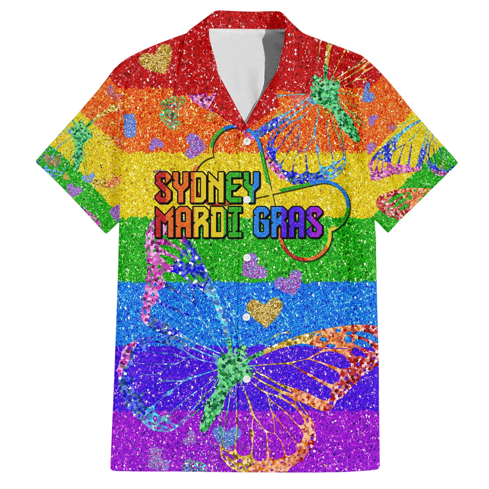 Sydney Mardi Gras Hawaiian Shirt Pride Rainbow Glitter Colorful Style