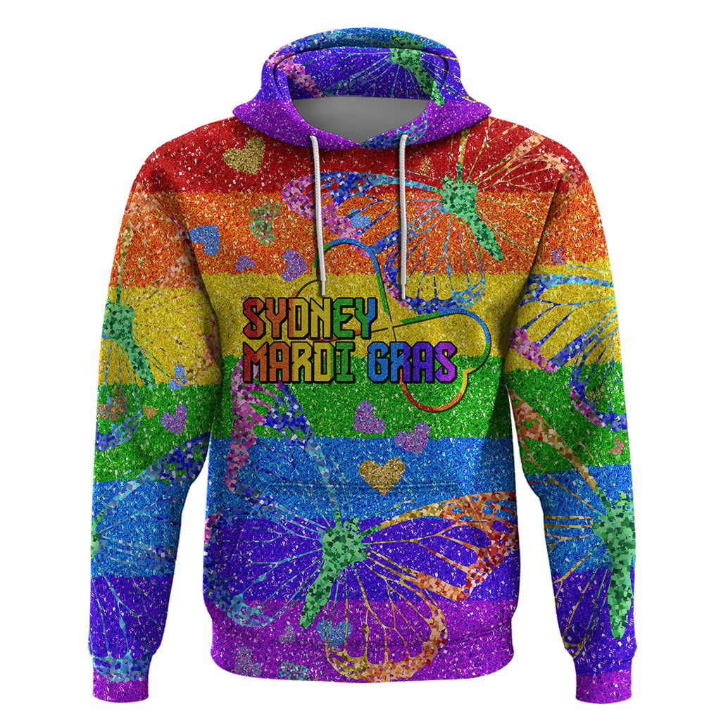 Sydney Mardi Gras Hoodie Pride Rainbow Glitter Colorful Style