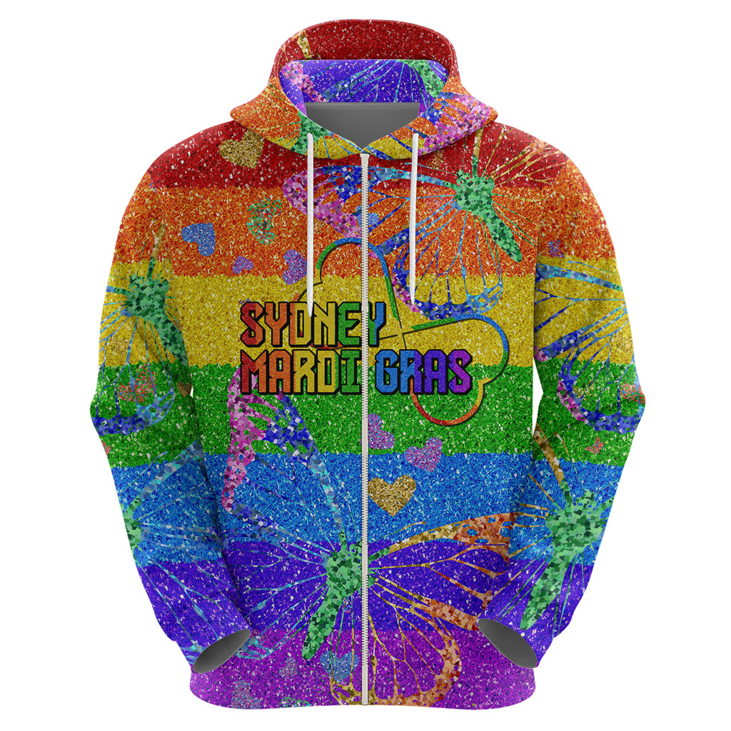 Sydney Mardi Gras Hoodie Pride Rainbow Glitter Colorful Style