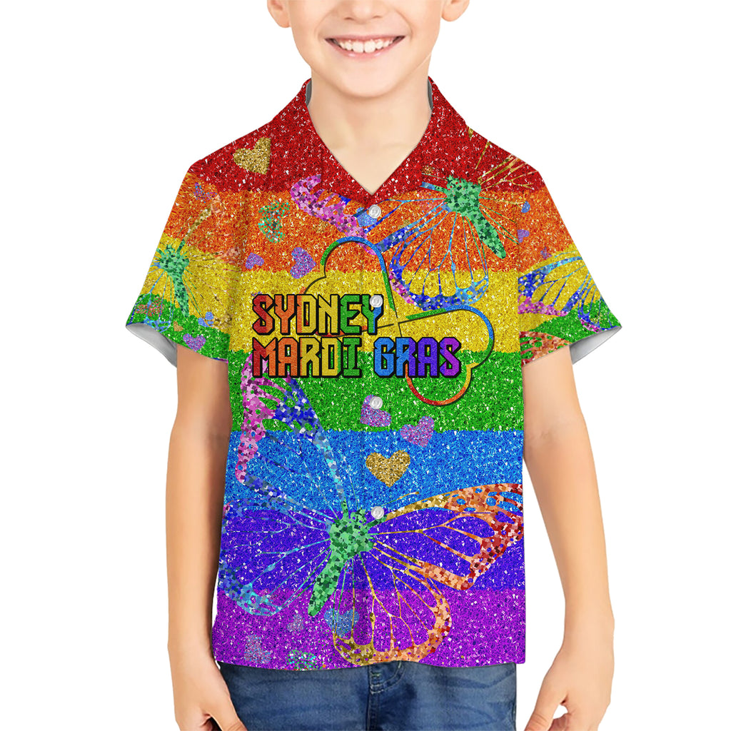 Sydney Mardi Gras Kid Hawaiian Shirt Pride Rainbow Glitter Colorful Style