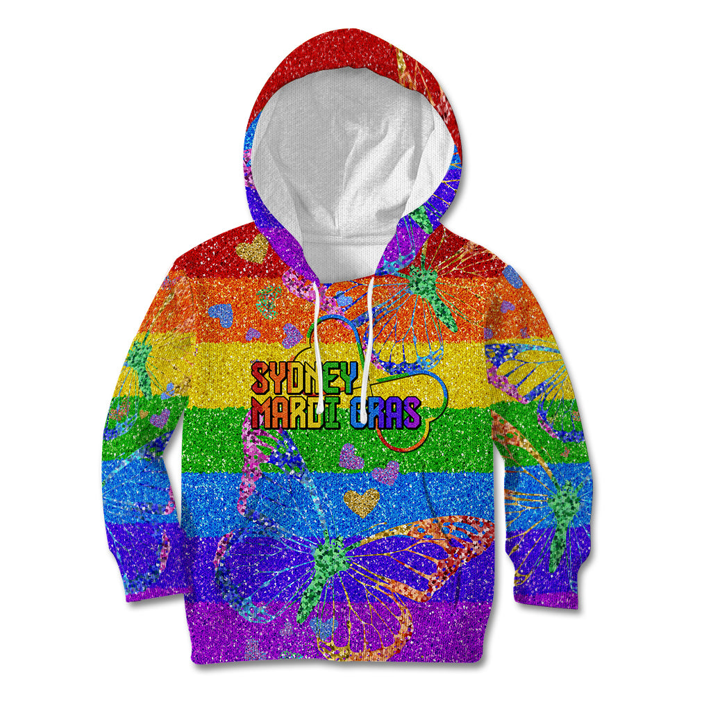 Sydney Mardi Gras Kid Hoodie Pride Rainbow Glitter Colorful Style