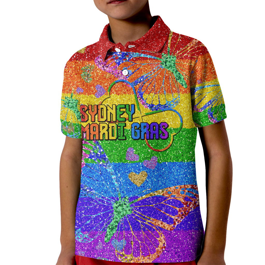 Sydney Mardi Gras Kid Polo Shirt Pride Rainbow Glitter Colorful Style
