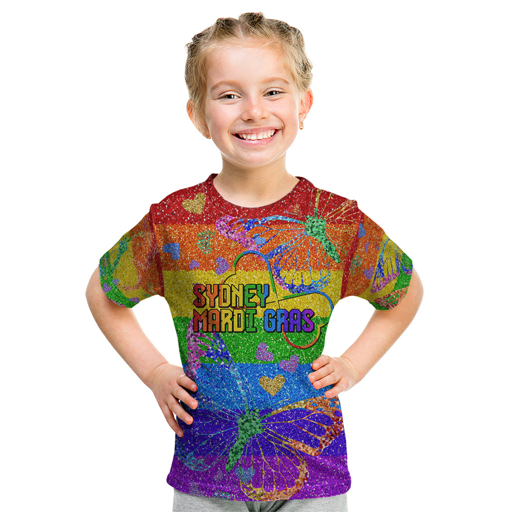 Sydney Mardi Gras Kid T Shirt Pride Rainbow Glitter Colorful Style