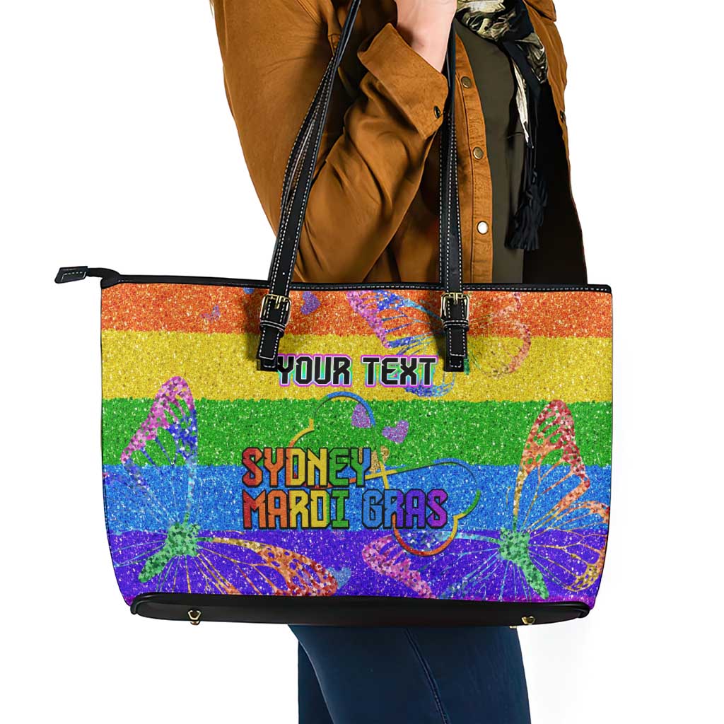 Sydney Mardi Gras Personalized Leather Tote Bag Pride Rainbow Glitter Colorful Style
