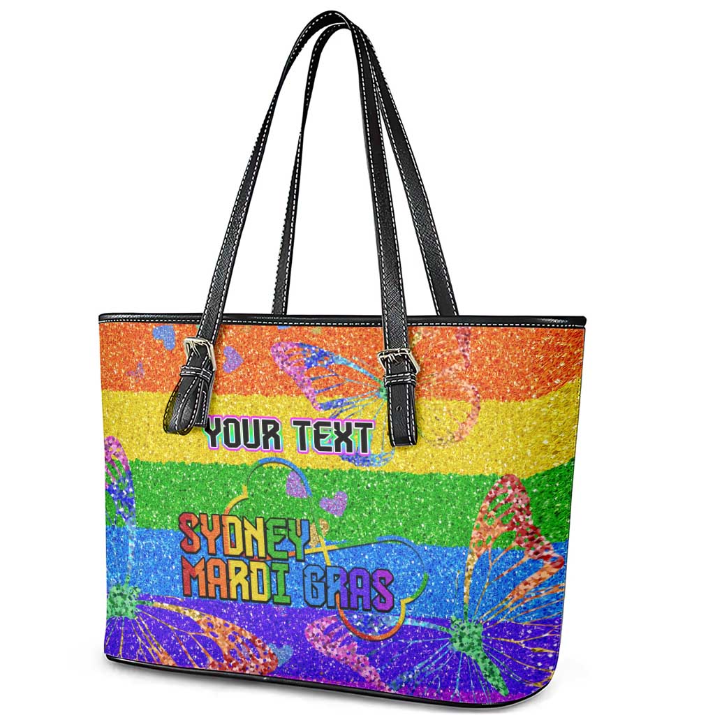 Sydney Mardi Gras Personalized Leather Tote Bag Pride Rainbow Glitter Colorful Style