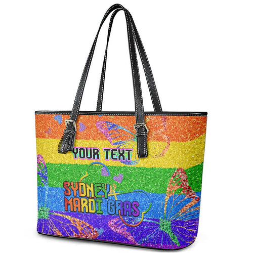 Sydney Mardi Gras Personalized Leather Tote Bag Pride Rainbow Glitter Colorful Style
