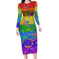 Sydney Mardi Gras Long Sleeve Bodycon Dress Pride Rainbow Glitter Colorful Style