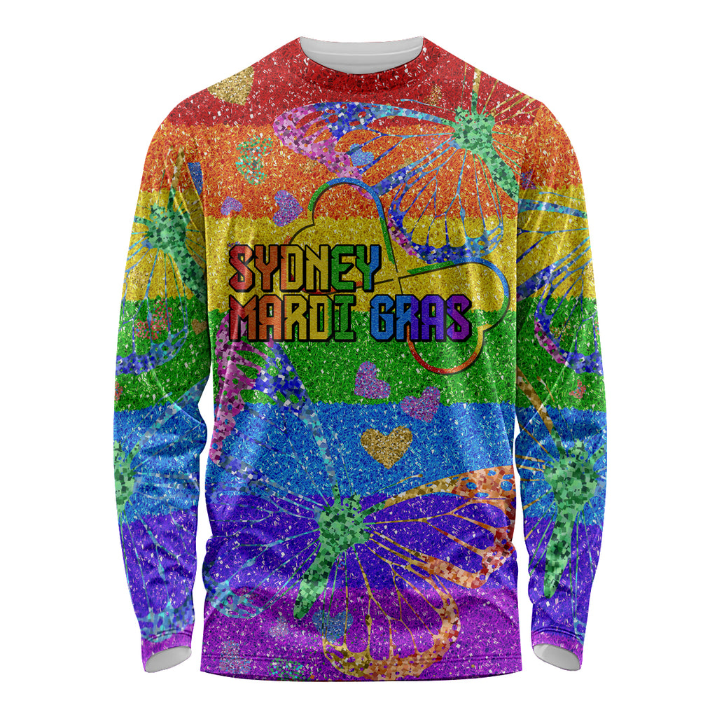 Sydney Mardi Gras Long Sleeve Shirt Pride Rainbow Glitter Colorful Style