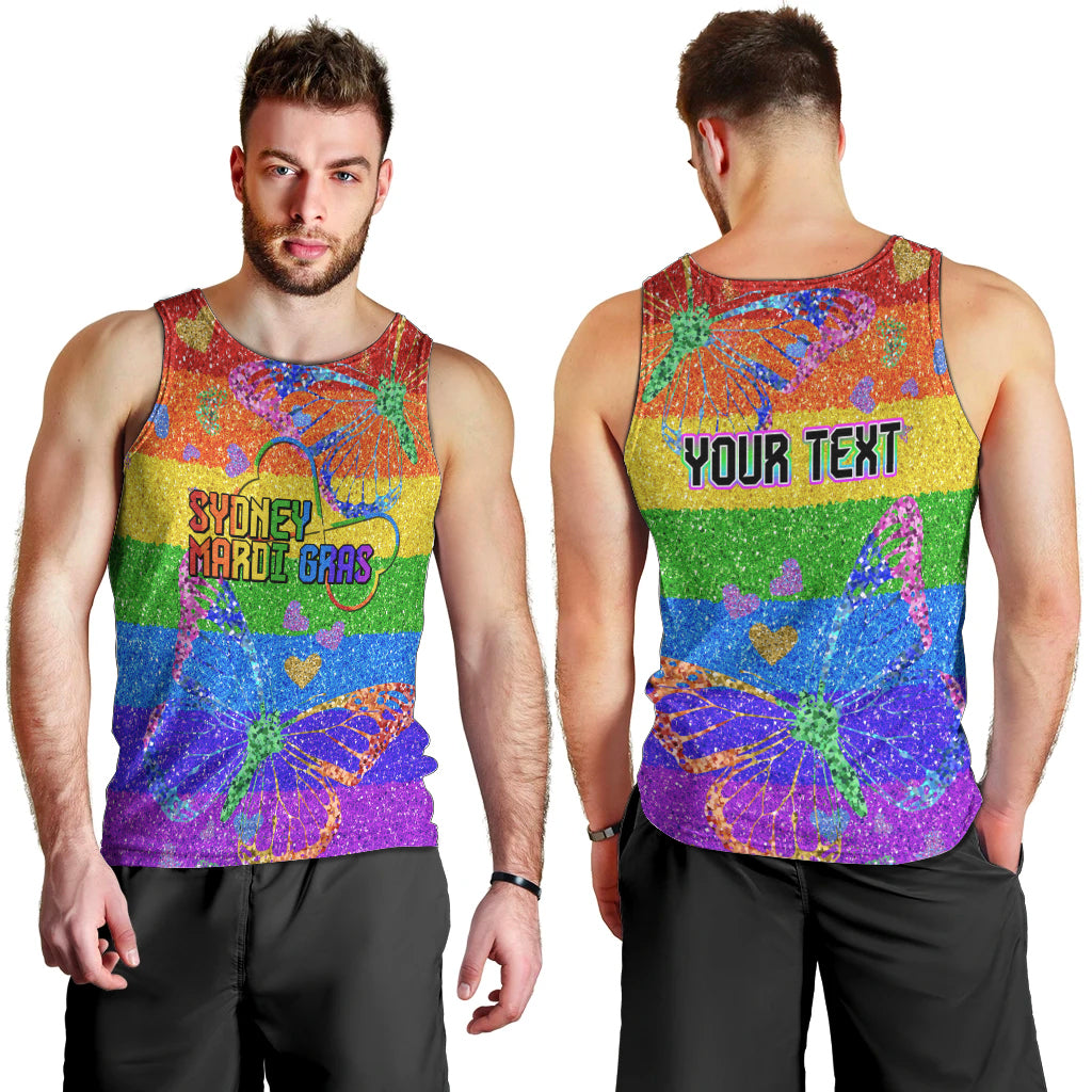Sydney Mardi Gras Men Tank Top Pride Rainbow Glitter Colorful Style